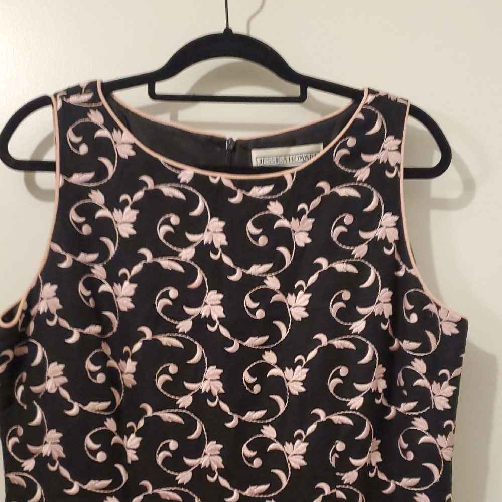 Jessica Howard Black and Pink Floral Sleeveless Dress